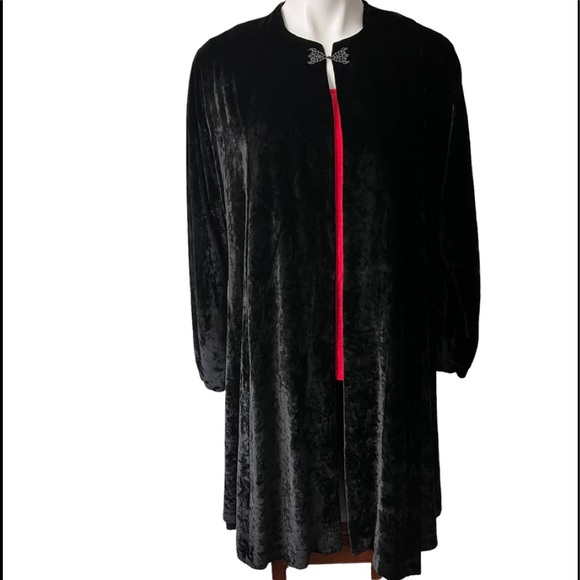 Eskandar BLACK Velvet Medium Weight Persian A-line Coat, Sz 4